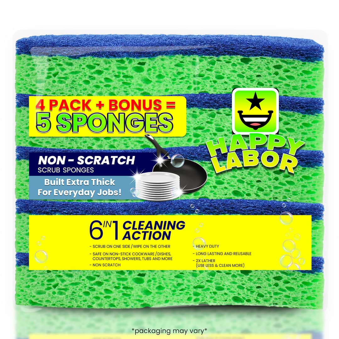 Happy Labor Eco Friendly Scrub Sponge-5PACK