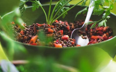 Lentil stew with roasted cauliflower