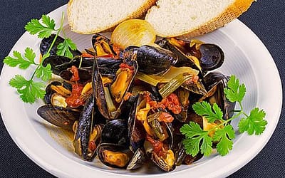 The Good for You Mussels in piquant vegetable stock